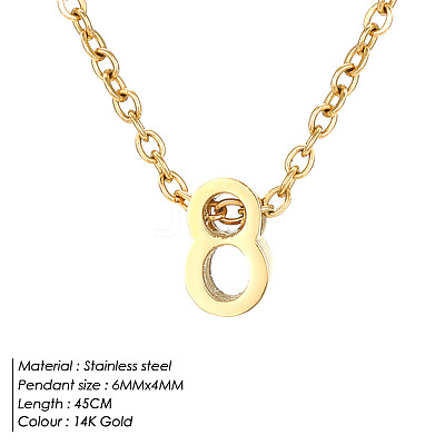 304 Stainless Steel Number Pendant Necklaces FS-WG6717D-06-1