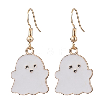 2 Pairs Ghost Alloy Enamel Dangle Earrings Set EJEW-JE06094-1