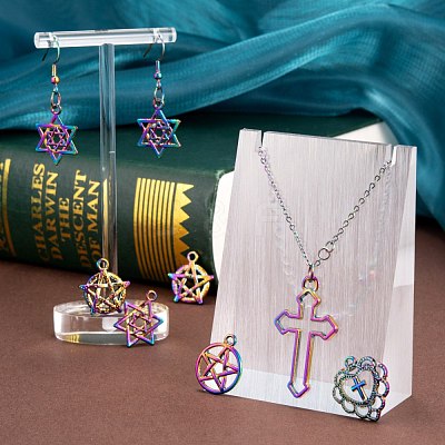 24Pcs 6 Style Rainbow Color Alloy Pendants FIND-LS0001-15MC-1