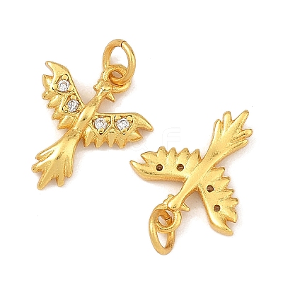 Brass Micro Pave Clear Cubic Zirconia Charms KK-F941-30G-1