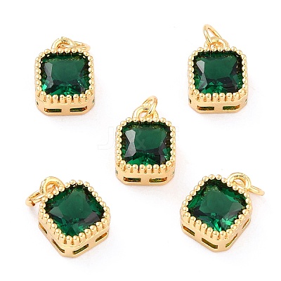 Real 18K Gold Plated Brass Inlaid Cubic Zirconia Charms ZIRC-L100-073G-01-1