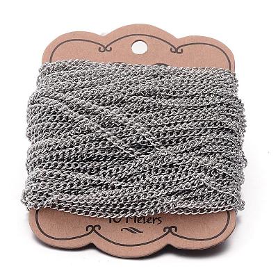 Tarnish Resistant 304 Stainless Steel Curb Chains CHS-K004-04P-0.8mm-1