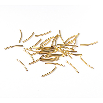 Brass Curved Tube Beads X-EC0582X25mm-NFG-1