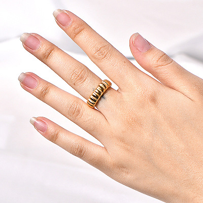 Wave Texture 304 Stainless Steel Finger Rings WGA78FE-01-1