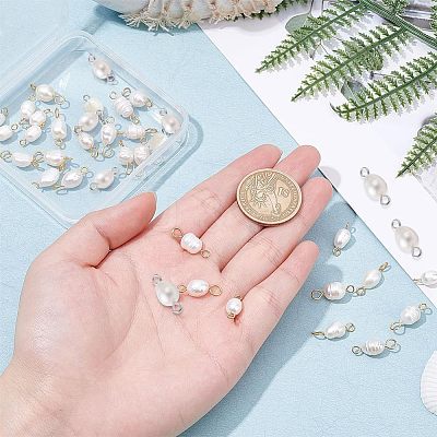 40Pcs 4 Style Natural Cultured Freshwater Pearl Beads Links Connectors FIND-NB0002-11-1