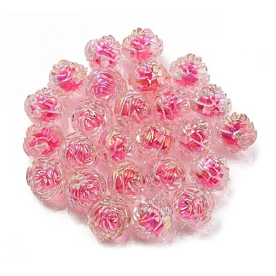 UV Plating Rainbow Iridescent Acrylic Beads OACR-P010-20G-1