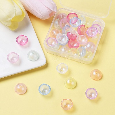 40Pcs 8 Colors Transparent Plastic Bead Caps KY-CJ0001-97-1
