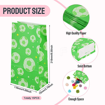 15Pcs Football Pattern Paper Bakery Bags ABAG-TA0002-32D-1