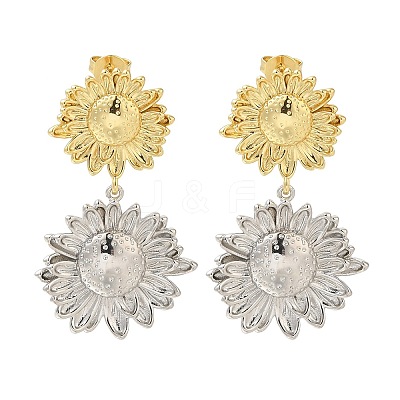 Rack Plating Flower Brass Stud Earrings EJEW-H016-16GP-1