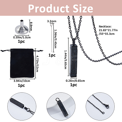 1Pc 304 Stainless Steel Tree of Life Cuboid Pendant Urn Ashes Necklaces NJEW-FH0001-35B-1