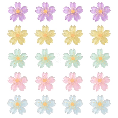20Pcs 5 Colors Translucent Resin Cabochons OHAR-YW0001-01-1