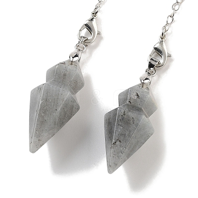 Natural Labradorite Pointed Dowsing Pendulums G-K338-12P-03-1