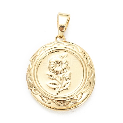 Brass Locket Pendants KK-P199-07G-1