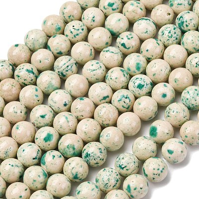Natural Dyed Marble Beads Strands G-P593-8mm-01-1