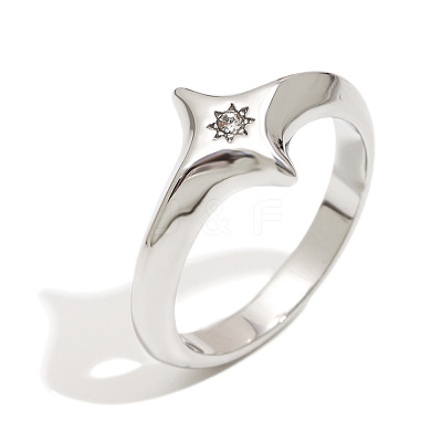 316L Surgical Stainless Steel with Clear Cubic Zirconia Finger Rings WGD89A7-06-1