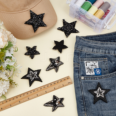 8Pcs 4 Styles Star Cloth Sew on Patches DIY-FG0010-23-1