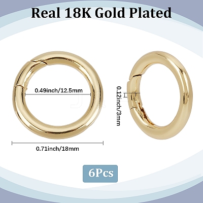 6Pcs Brass Spring Gate Rings KK-SC0006-10-1