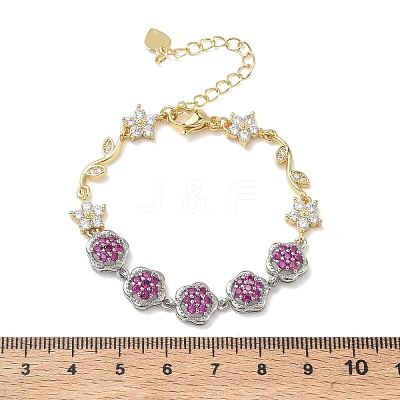 Brass Micro Pave Cubic Zirconia Link Chain Bracelets for Women BJEW-C156-04C-01GP-1