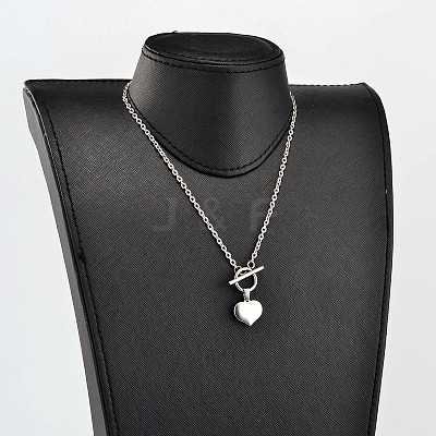 Non-Tarnish Valentine's Day Heart 304 Stainless Steel Lariat Necklaces X-NJEW-JN01484-1