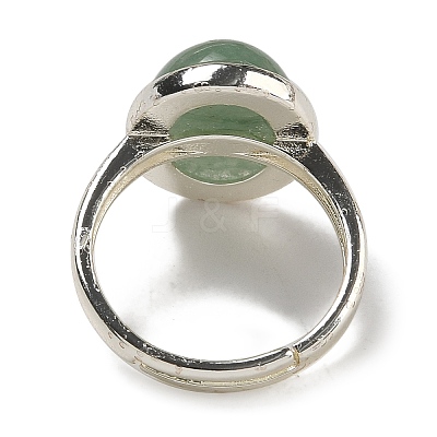 Natural Green Aventurine Oval Adjustable Rings RJEW-K371-07S-20-1