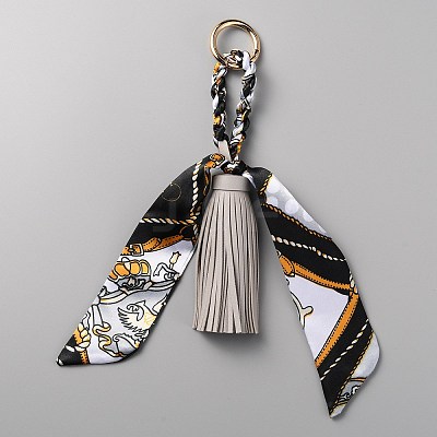 PU Leather Tassels Keychain LS-KEYC-WH0004-27-1