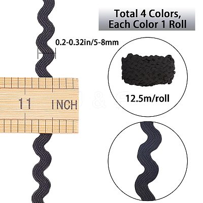4 Strands 4 Colors Polyester Wave Bending Fringe Trim OCOR-GF0002-43B-1