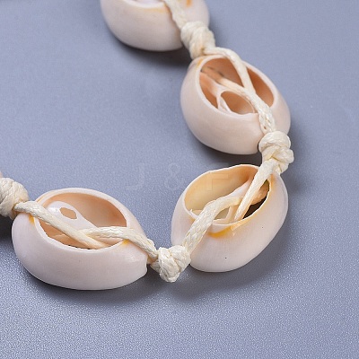 Adjustable Cowrie Shell Braided Bead Bracelets X-BJEW-JB04278-1