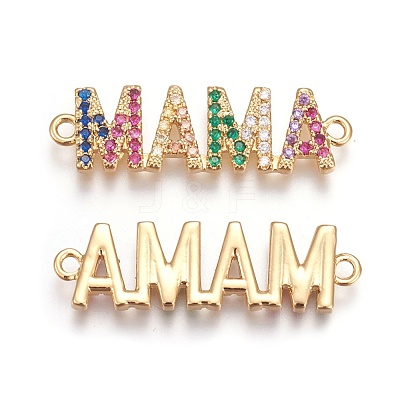 Brass Micro Pave Cubic Zirconia Links ZIRC-I021-20G-1