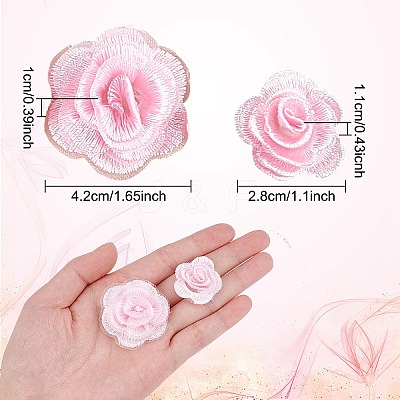 3D Rose Flower Polyester Computerized Embroidered Ornament Accessories DIY-NB0008-21A-1