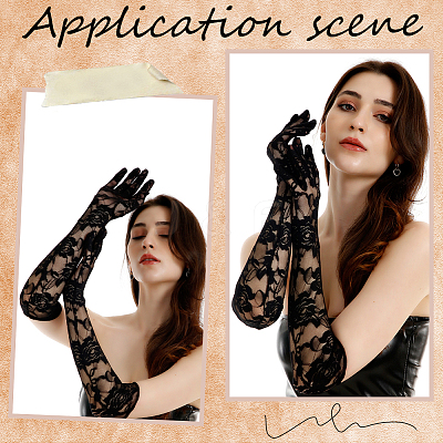 Polyester Long Lace Gloves AJEW-WH20011-94A-1
