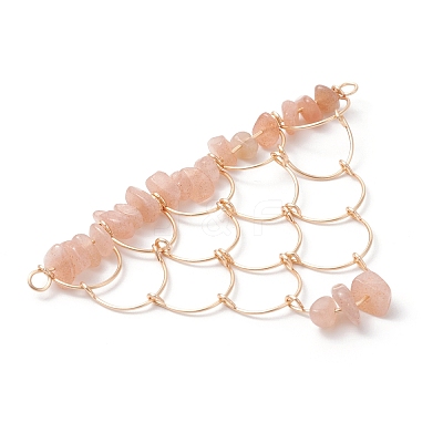 Natural Moonstone Chip Copper Wire Wrapped Connector Charms PALLOY-JF03030-03-1