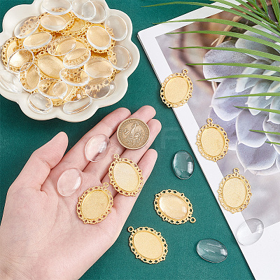 DIY Blank Oval Pendant Making Kit DIY-PH0020-84-1