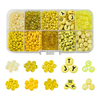 DIY Flat Round & Heart Acrylic & Glass Seed Beads Jewelry Making Findings Kits DIY-FS0006-43B-1