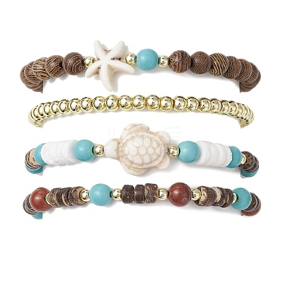 4Pcs 4 Styles Natural & Synthetic Gemstone & Wood Beaded Stretch Bracelets for Women Men BJEW-JB11562-1