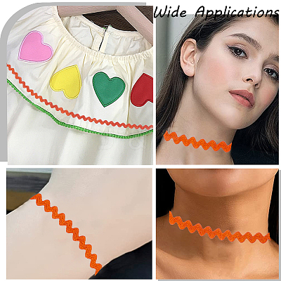 4 Cards 2 Styles Polyester Wavy Fringe Trim Ribbon DIY-GF0009-48B-1