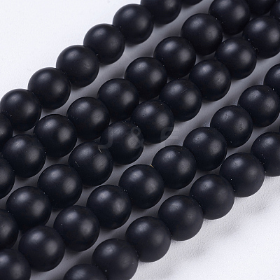 Synthetic Black Stone Bead Strands X-G-R345-6mm-38-1-1