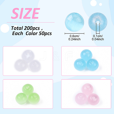 200Pcs 4 Colors Cat Eye Beads CE-YW0001-04-1