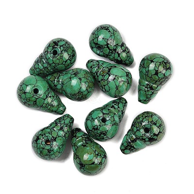 Dyed Synthetic Turquoise 3 Hole Guru Beads G-C198-01C-06-1
