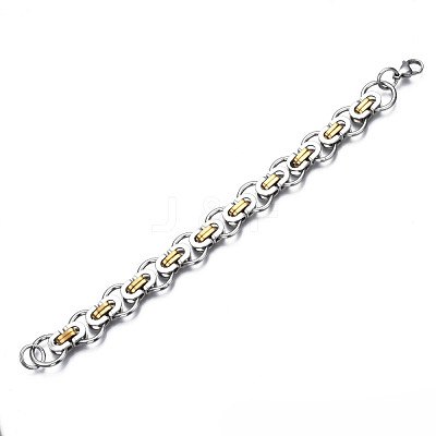 Ion Plating(IP) Two Tone 201 Stainless Steel Byzantine Chain Bracelets BJEW-S057-90-1