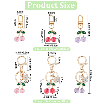 6Pcs 6 Styles Cherry Transparent Acrylic Pendant Decorations HJEW-CP0001-08-1