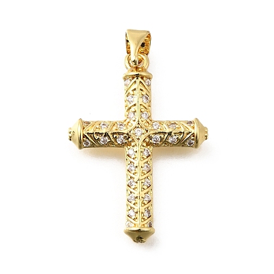 Brass Micro Pave Cubic Zirconia Pendants KK-Q066-39G-1