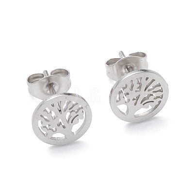 Non-Tarnish 3 Pairs 3 Style 304 Stainless Steel Tree of Life Dangle Hoop Earrings EJEW-B020-09P-1