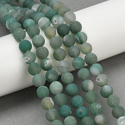 Natural Druzy Agate Beads Strands G-NH0024-A08-8mm-1