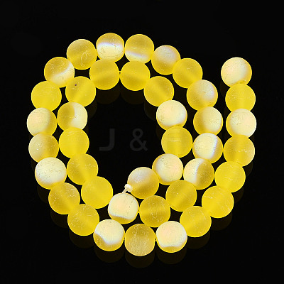 Frosted Transparent Glass Beads Strands GLAA-T032-T10mm-MBB11-1