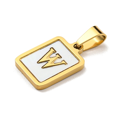 PVD Vacuum Plating 304 Stainless Steel Pave Natural White Shell Pendants STAS-S130-03G-W-1
