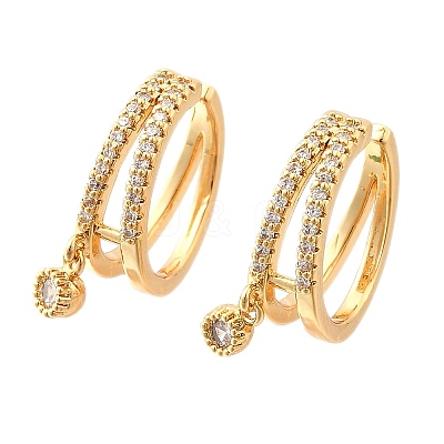 Brass Micro Pave Clear Cubic Zirconia Cuff Earrings EJEW-F370-30G-1