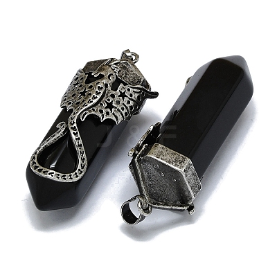 Natural Obsidian Faceted Pointed Bullet Big Pendants G-Q165-02AS-02-1