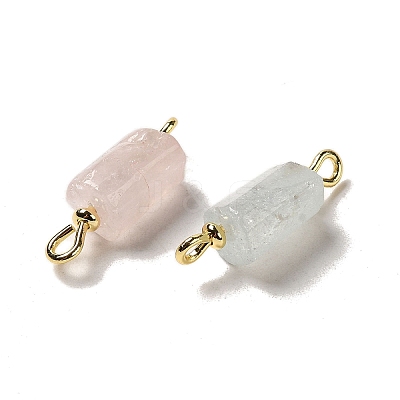 Natural Rose Quartz/Aquamarine Connector Charms FIND-C046-10B-G-1