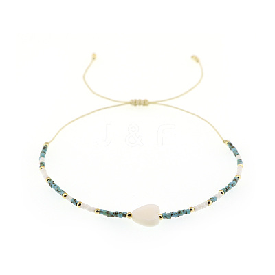 Vintage Glass Seed Bead & Natural Shell & Brass Beads Braided Bead Bracelets QU4025-1-1