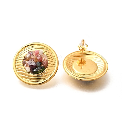 304 Stainless Steel Natural Agate Crystal Stud Earrings EJEW-R012-02G-03-1